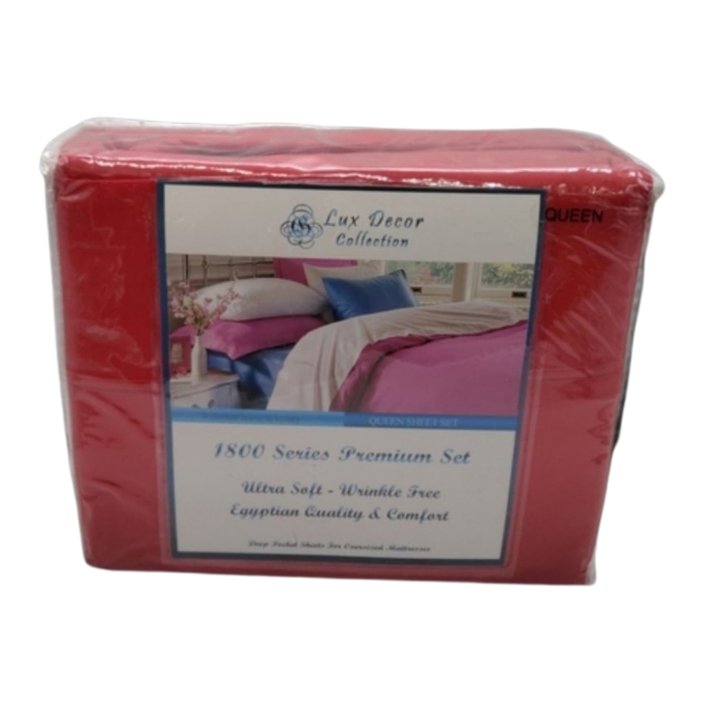 Lux Decor 1800 Series Queen Sheet Set 6-Piece Red Microfiber NWT